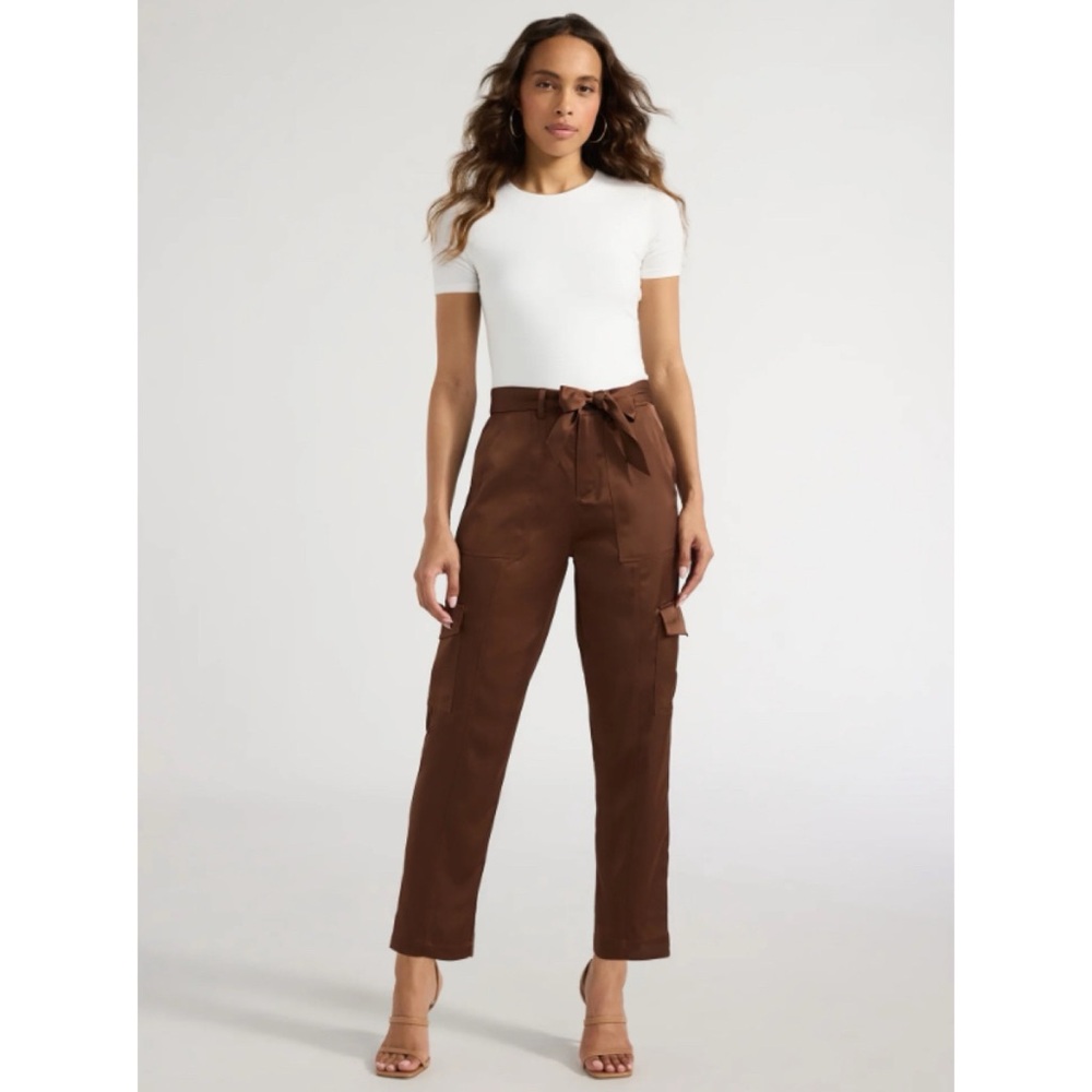 🆕 Sofia Vergara Women's Tapered High Rise Satin Cargo Pants Size 14 NWT New